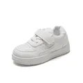 Atmungsaktive weiße Kinder-Sneaker mit Klettverschluss für Schule und Freizeit - Größe 21 (Innere Länge 14CM) / Weiß