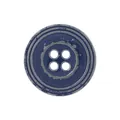 Vintage navy blue four-hole metal button with distressed silver rim and needle-check safe. - 24L (15.0MM) / Blue