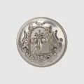 Vintage brass button featuring an embossed fleur-de-lis crest in silver and gold finish - 15.0mm / Antique Silver