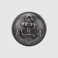 Antique silver brass button with a detailed embossed nautical anchor and rope design - 15.0mm / Gunmetal