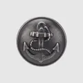 Vintage brass button with embossed anchor design in antique silver finish. - 18mm / Gunmetal
