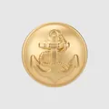 Vintage matte gold brass button featuring detailed nautical anchor relief for school uniforms - 24.0mm / Gold