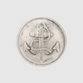 Round antique silver brass button featuring a detailed embossed anchor and rope design - Antique Silver / 15mm
