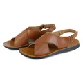 Classic men's brown leather Roman sandals with cross-strap design and soft breathable sole - 40 / Roman Sandals / Brown