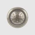 Professional antique silver and gold metal button with embossed royal coat of arms design - Antique Silver / 15.0mm