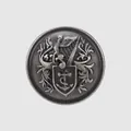 Vintage brass suit button with heraldic anchor crest and antique silver finish - 18mm / Gunmetal