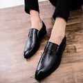 Mocassins noirs pour hommes avec motif en losanges texturé et finition brillante - 38 / Noir (263)