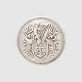 Vintage silver-plated brass suit button with detailed embossed anchor and shield crest - 24L=15.0MM / Antique Silver