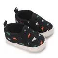 Casual baby boy walking shoes with dinosaur print and soft white soles for 0-1 year old - Insole Length 11cm / Black