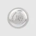 Vintage silver metal blazer button featuring engraved letter M and wheat stalk pattern - Size 36L / Silver