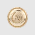 Premium British style gold metal button featuring embossed M and wheat ear design details - Size 36L / Gold