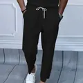 Pantalon décontracté noir en velours côtelé pour homme, coupe ample et jambe droite - S / Bas / Noir