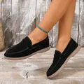 Klassieke zwarte suède loafers voor dames met comfortabele zachte zolen in vrije tijd - 36 / Britse Stijl Platte Schoenen (W2028) / Zwart