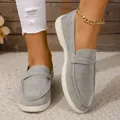 Grijze suède casual instappers voor dames met zachte zool, stijlvolle en comfortabele schoenen - 36 / Britse Stijl Platte Schoenen (W2028) / Lichtgrijs