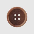Premium brown tagua nut 4-hole button with Casual Uomo engraving for men's apparel - 24L (15.0MM) / Brown
