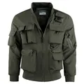 Men's olive green tactical flight jacket featuring a multi-pocket utility design - 6XL / Olive Green