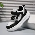 Zapatillas de cuero con suela gruesa en blanco y negro para niños de 6 a 12 años - 27 / Superficie de Cuero Negro Blanco