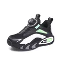Baskets en maille respirante pour enfants avec système de laçage rotatif noir et vert - 29 / Vert Fluorescent