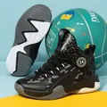 Boys' breathable mesh basketball shoes in black and white for youth training - 31 / Basketball Shoes (0188) / Black Lace-up