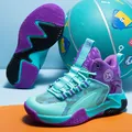 Teal and purple breathable mesh basketball shoes for boys, athletic training footwear - 31 / Basketball Shoes (0188) / Moon Purple