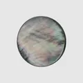 Round natural black mother-of-pearl shell button with iridescent finish for clothing. - 15.0mm Pack / Gray
