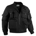 Men's black techwear pilot bomber jacket with multiple utility pockets and ribbed cuffs - 6XL / Black