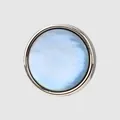 Élégant bouton rond en nacre naturelle bleue avec bordure en métal argenté pour vestes - 24L=15.0MM / Bleu