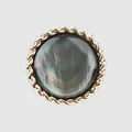Bouton en nacre noire naturelle avec un bord en métal doré torsadé élégant et chic - Noir iridescent