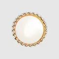 Bouton rond en nacre blanche avec bordure dorée torsadée pour manteaux et costumes - Milky blanc