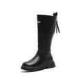 Bottes hautes noires pour filles avec imprimé lettres et fermeture éclair arrière pratique - 27 / Noir