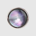 Bouton rond haut de gamme en nacre noire avec bordure métallique polie pour chemises - 11,0 mm / Violet