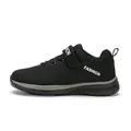 Black boy's breathable flyknit mesh sneakers with secure velcro strap closure - Black and Gray