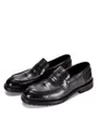 Classic men's black leather penny loafers in a business casual British style - 38 / Black