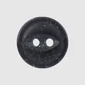 Bottone rotondo a due fori nero maculato per abbigliamento di qualità in cotone e lino - 18L (11.0) / Nero Con Macchie Bianche
