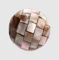 High-quality round mosaic button crafted from natural iridescent white butterfly shell - Round Mosaic Patchwork Style / 18mm / Black