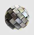 Premium round natural Mother of Pearl shell button featuring a unique mosaic design - Round Mosaic Patchwork Style / 15.0mm / Brown