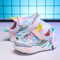 Farbenfrohe atmungsaktive Mesh-Sneaker für Mädchen mit einfachem Klettverschluss - 27 / Rosa Doppelnetz