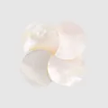Detailed view of high quality white mother of pearl shell buttons featuring iridescent texture - 24L (15.0MM) / White
