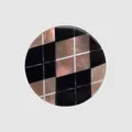 Macro detail of high-end Japanese shell button with black and pearl geometric pattern - 15.0MM (24L) / Brown