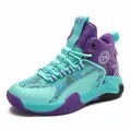 Chaussures de basket-ball respirantes en maille pour garçons en vert menthe et violet - 31 / Chaussures de Basket (8088) / Violet