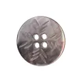 High-quality circular carved black mother-of-pearl shell button with four holes - 15.0mm / Black