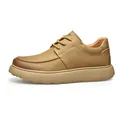 Zapatos casuales de hombre caqui con suela gruesa elevada y diseño moderno de costura moc-toe - 38 / Caqui