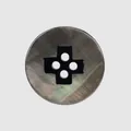 Premium mother-of-pearl circular button with black cross inlay for luxury mink coats - 36L (23.0mm) / Black