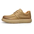 Zapato casual de hombre en cuero marrón con suela gruesa y diseño perforado para 2024 - 38 / Caqui Perforado