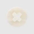 Natural milky white mother of pearl shell button with a cross 4-hole center design - 36L (23.0mm) / White