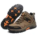 Durable brown high-top hiking boots for outdoor trekking with slip-resistant soles - 39 / High-Top / Khaki