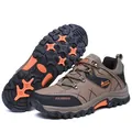 Durable non-slip brown hiking shoes with orange accents for outdoor trekking adventures - 39 / Low-Top / Brown