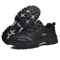 Durable black non-slip hiking shoes for outdoor trekking with rugged traction sole - 39 / Low-Top / Black