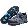 Durable non-slip outdoor hiking shoes in gray and black with blue accents - 39 / Low-Top / Gray