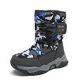Kinder-Schneestiefel mit blauem Camouflage-Muster, warmem Futter und Klettverschluss - 26 / Grau Camouflage